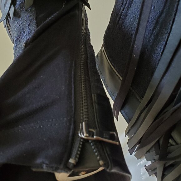 BCBGMAXAZRIA Farrell Black Fringe-Trim Faux Leather Short Jacket SZ XS - Picture 13 of 15